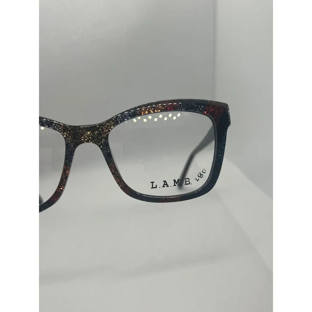 L.A.M.B. LA083 Designer Eyeglasses Frames Cat Eye Multicolor Gold‎ Accents